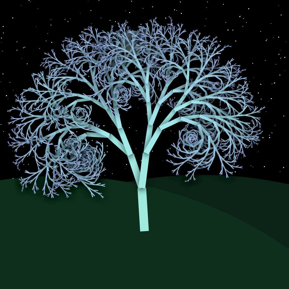 Moonlit Trees of Iterative Fractal Chaos #13