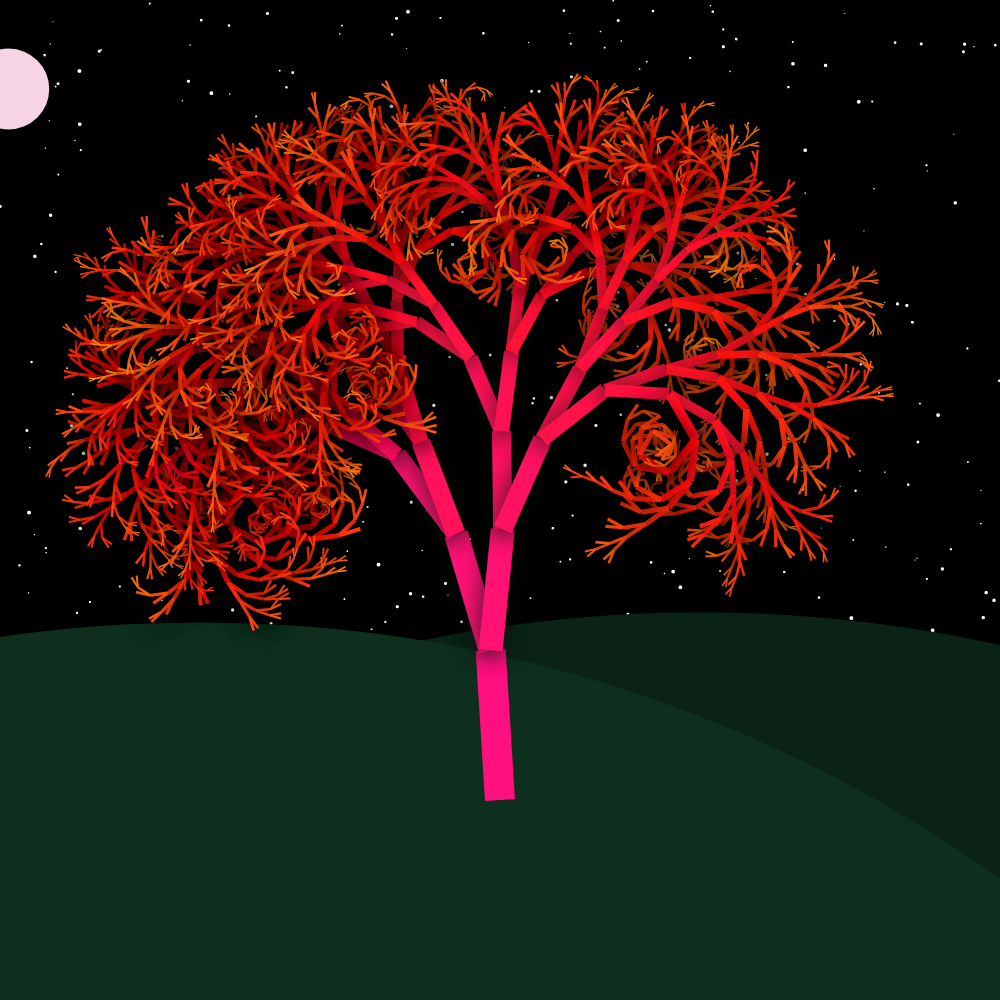 Moonlit Trees of Iterative Fractal Chaos #46