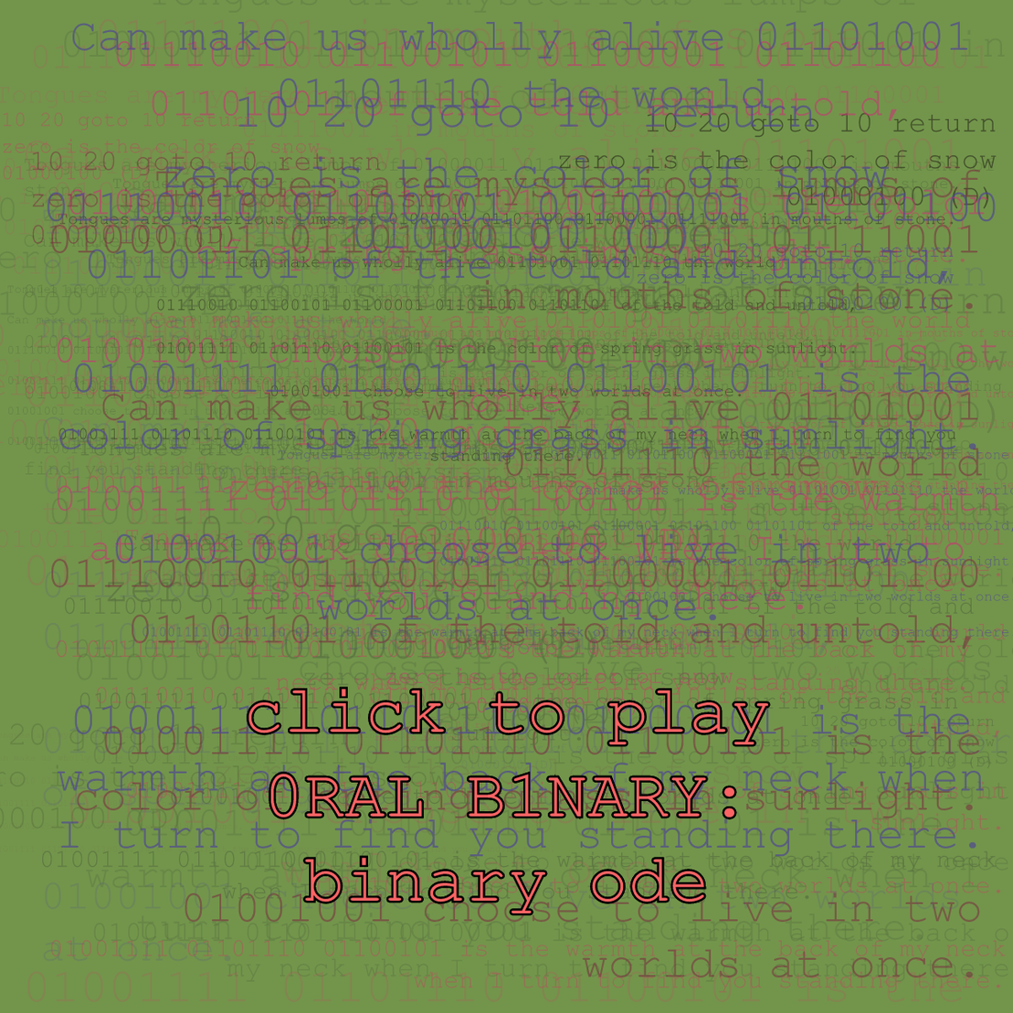 0RAL B1NARY: “BINARY ODE” #311