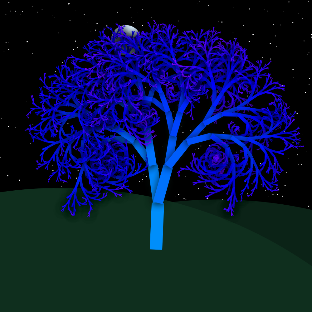 Moonlit Trees of Iterative Fractal Chaos #22