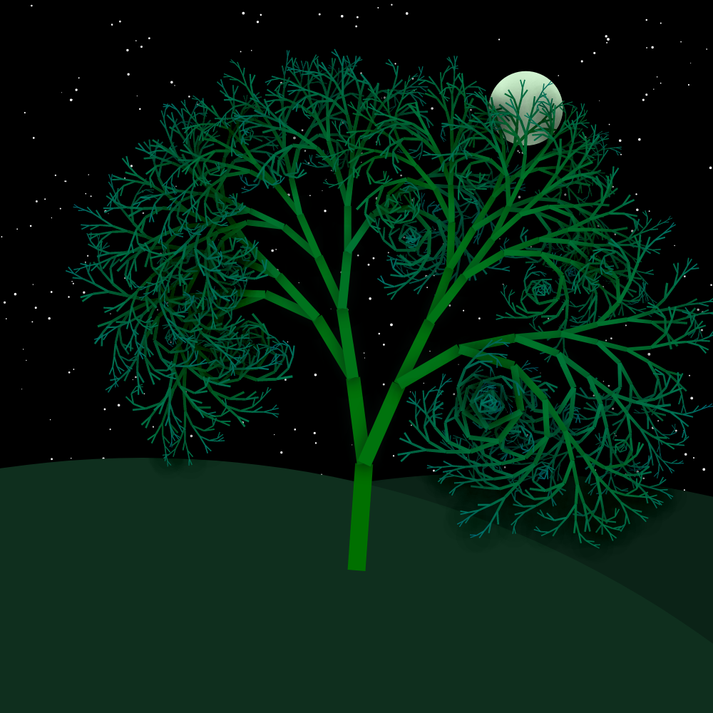 Moonlit Trees of Iterative Fractal Chaos #51