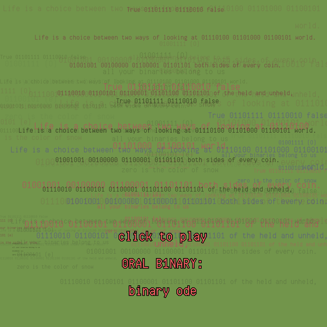 0RAL B1NARY: “BINARY ODE” #86