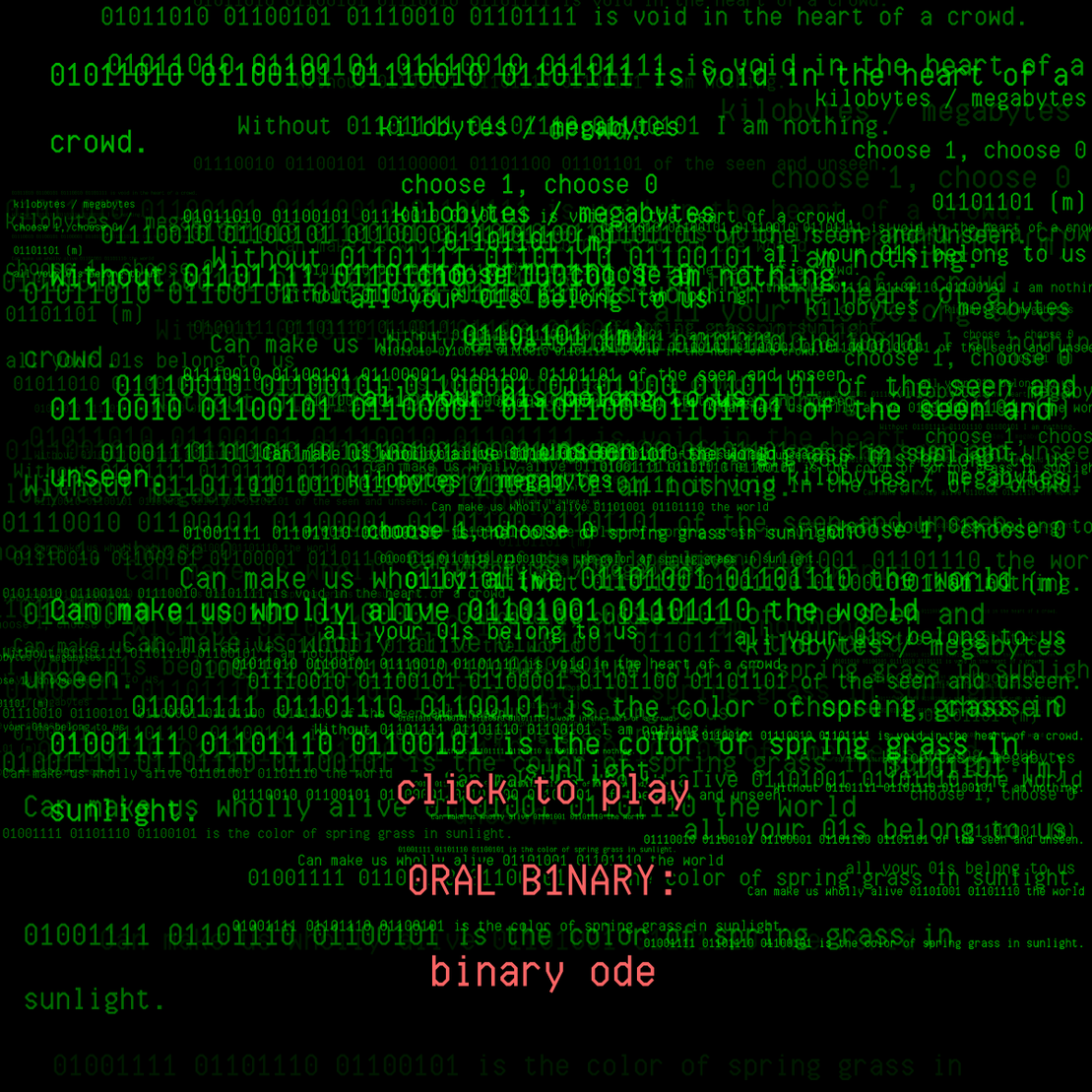 0RAL B1NARY: “BINARY ODE” #82