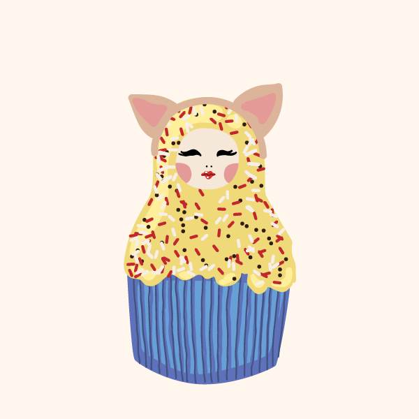 Cute Matryoshka Doll Cupcake Series #4