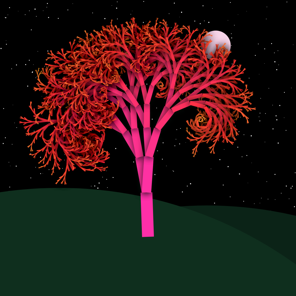 Moonlit Trees of Iterative Fractal Chaos #15