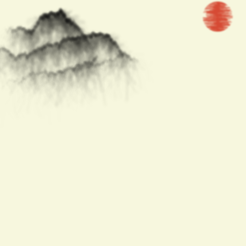 Sumi-E Mountains & Bamboo #26