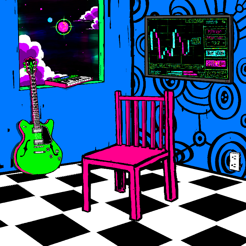 pink chair in the blue room #120