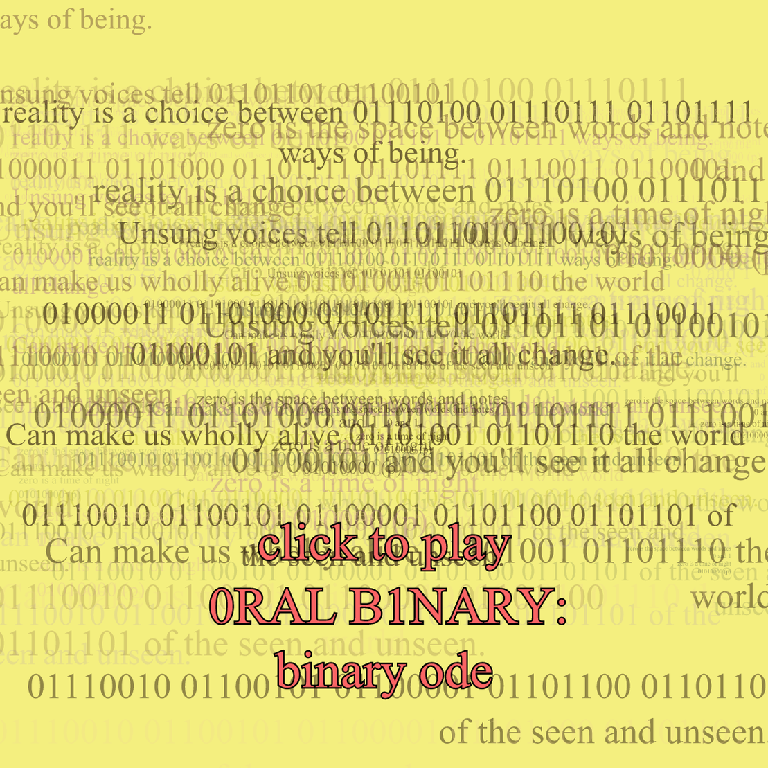 0RAL B1NARY: “BINARY ODE” #253