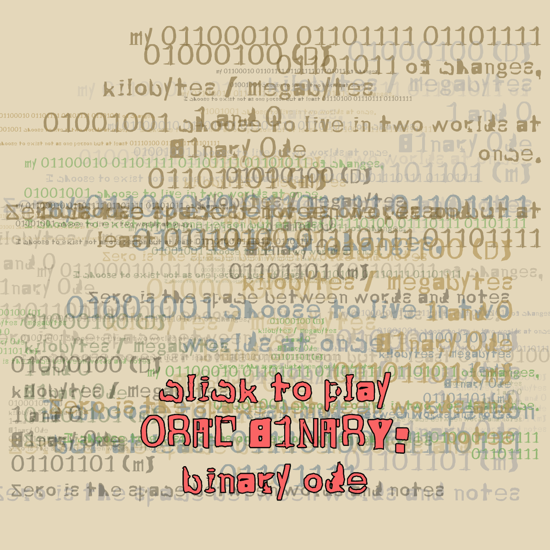 0RAL B1NARY: “BINARY ODE” #79