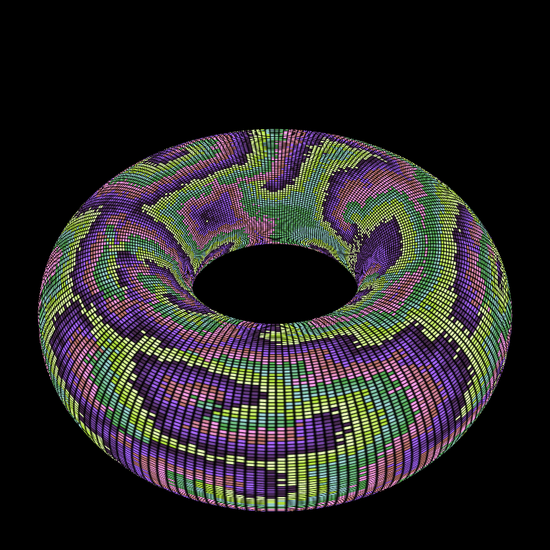 Reaction Diffusion on a Torus #2