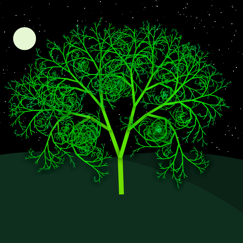 Moonlit Trees of Iterative Fractal Chaos #25