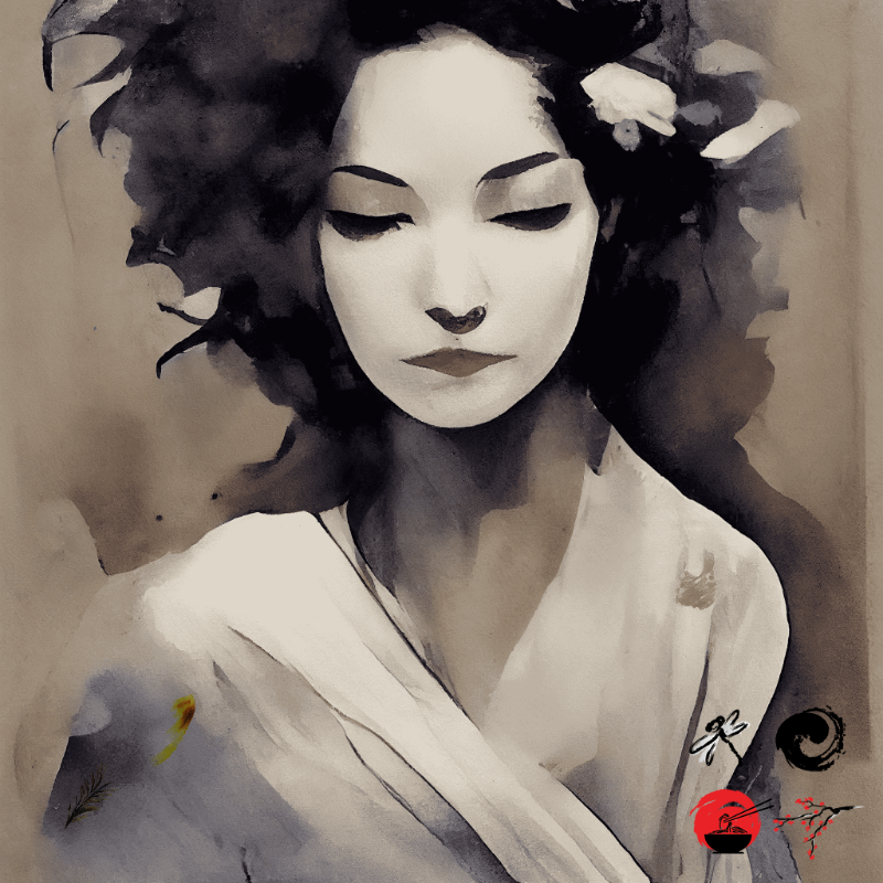 Geisha and feather #1