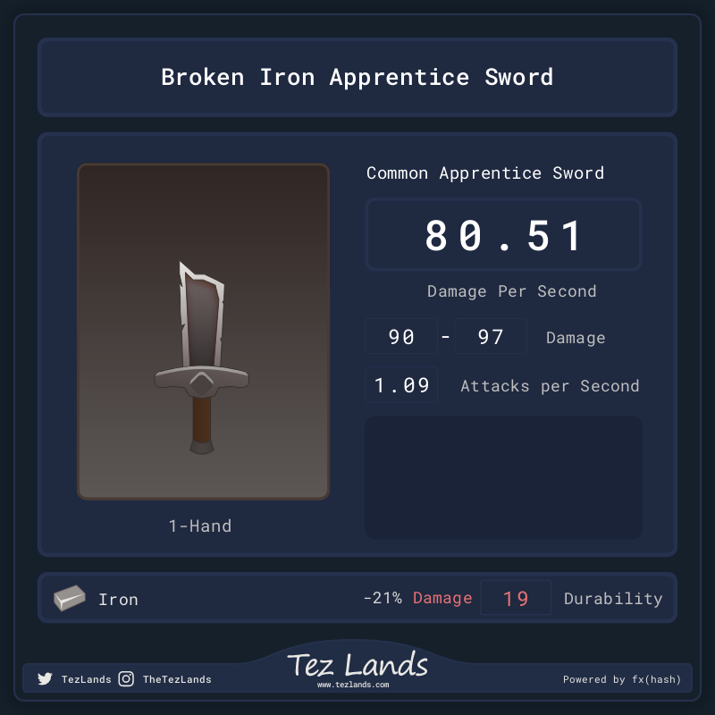 Tez Lands - Apprentice Sword #33