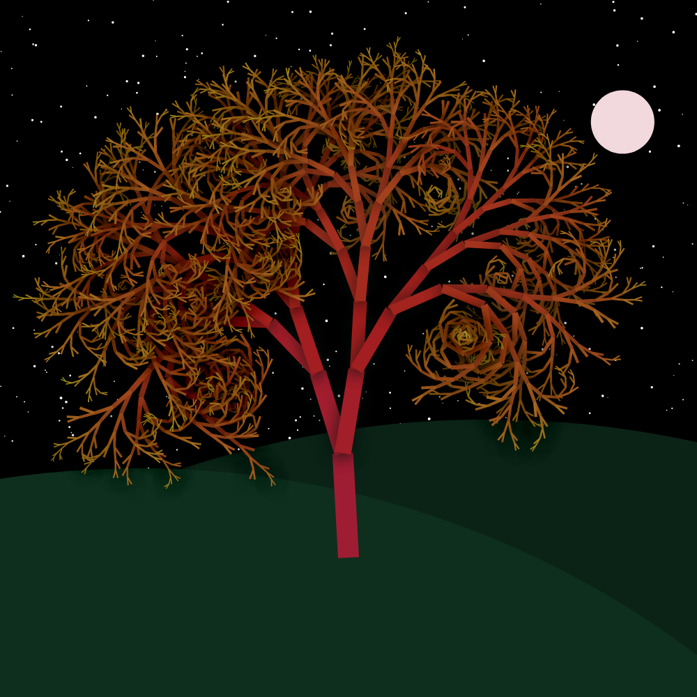 Moonlit Trees of Iterative Fractal Chaos #30