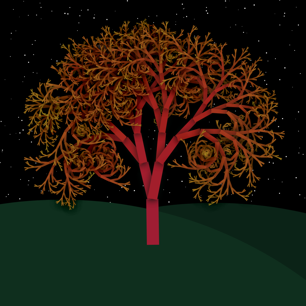 Moonlit Trees of Iterative Fractal Chaos #35