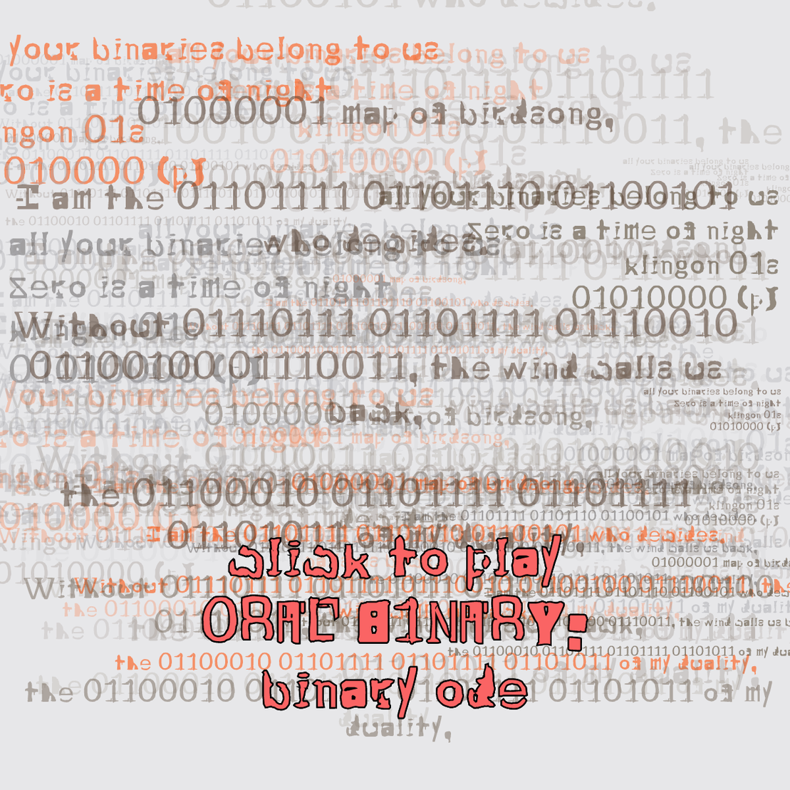 0RAL B1NARY: “BINARY ODE” #226