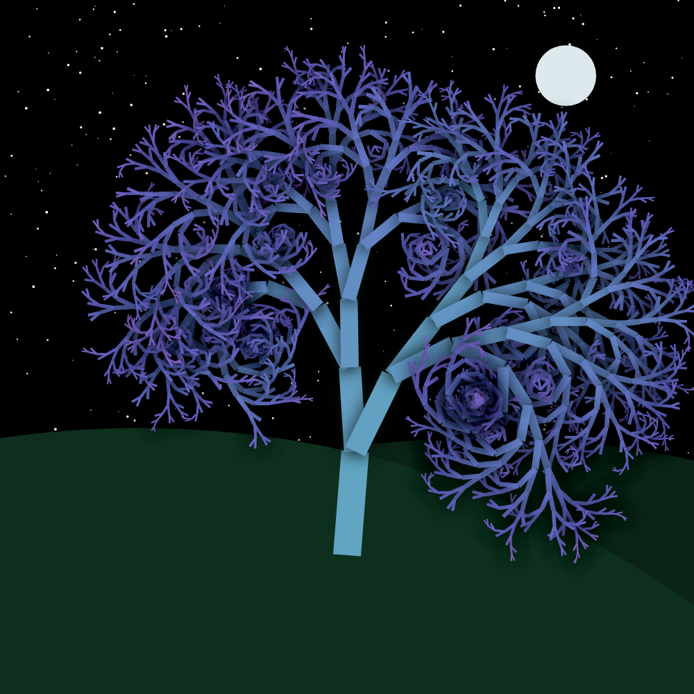 Moonlit Trees of Iterative Fractal Chaos #6