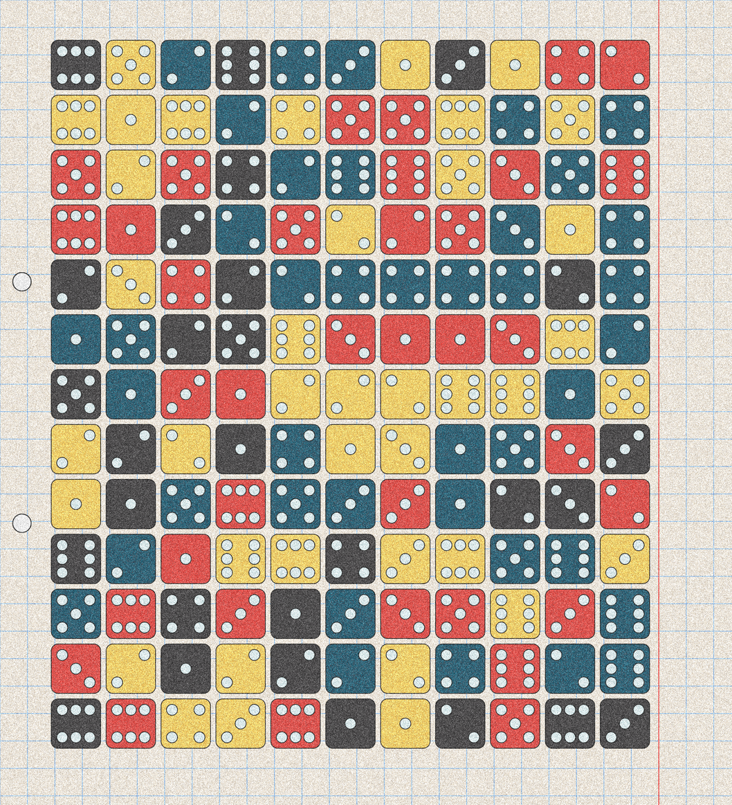 sketchbook page 6: dice roll