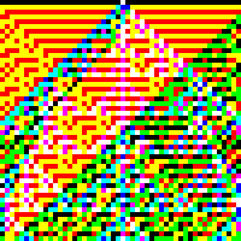 RGB Elementary Cellular Automaton #734