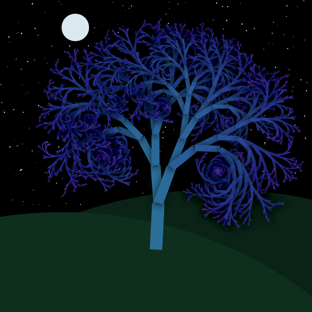 Moonlit Trees of Iterative Fractal Chaos #32