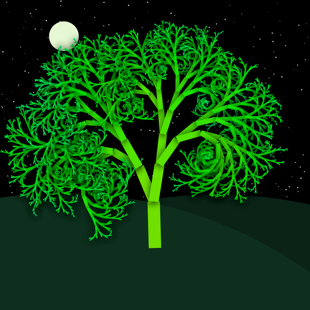 Moonlit Trees of Iterative Fractal Chaos #49