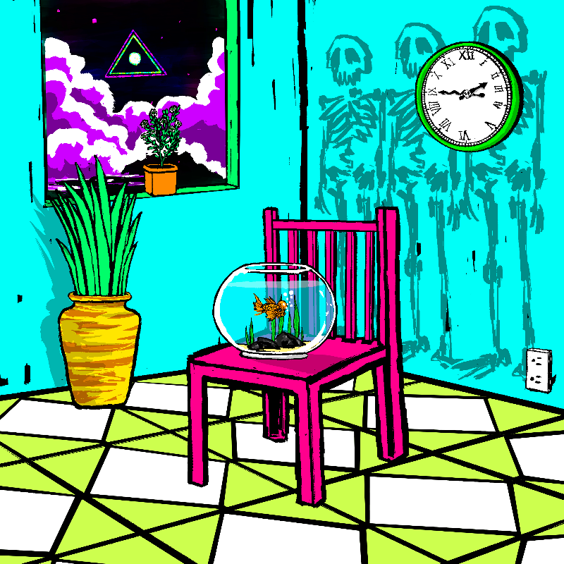 pink chair in the blue room #87