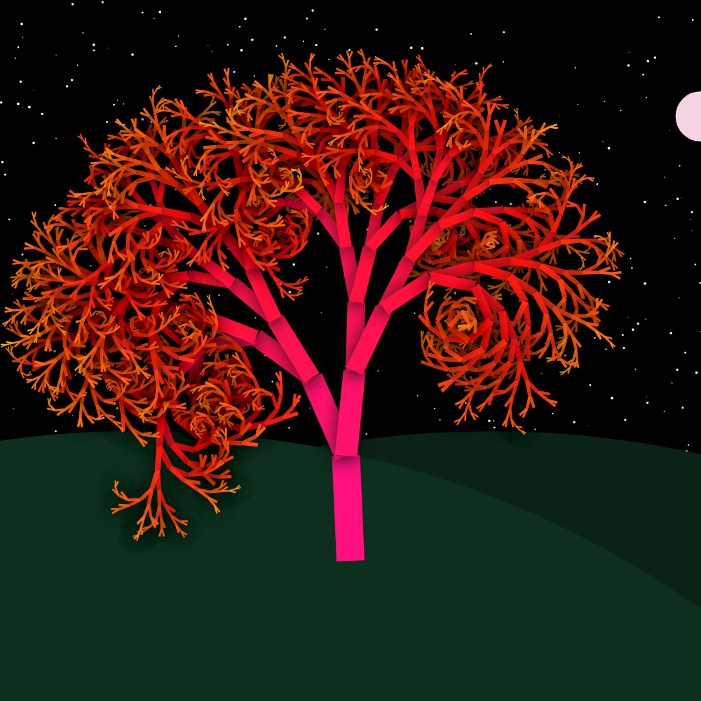 Moonlit Trees of Iterative Fractal Chaos #39