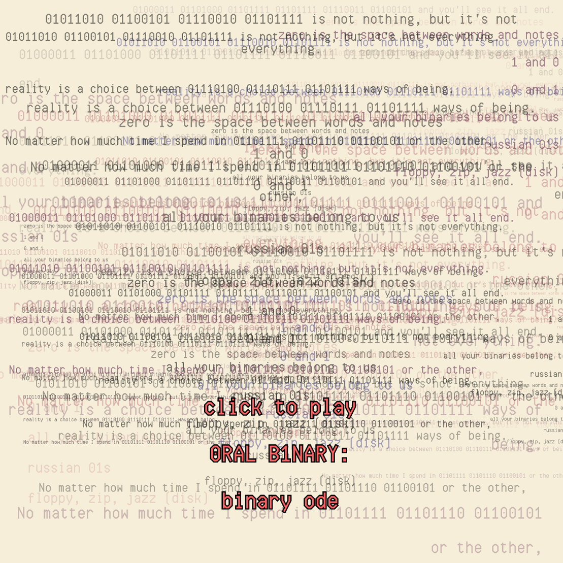 0RAL B1NARY: “BINARY ODE” #55