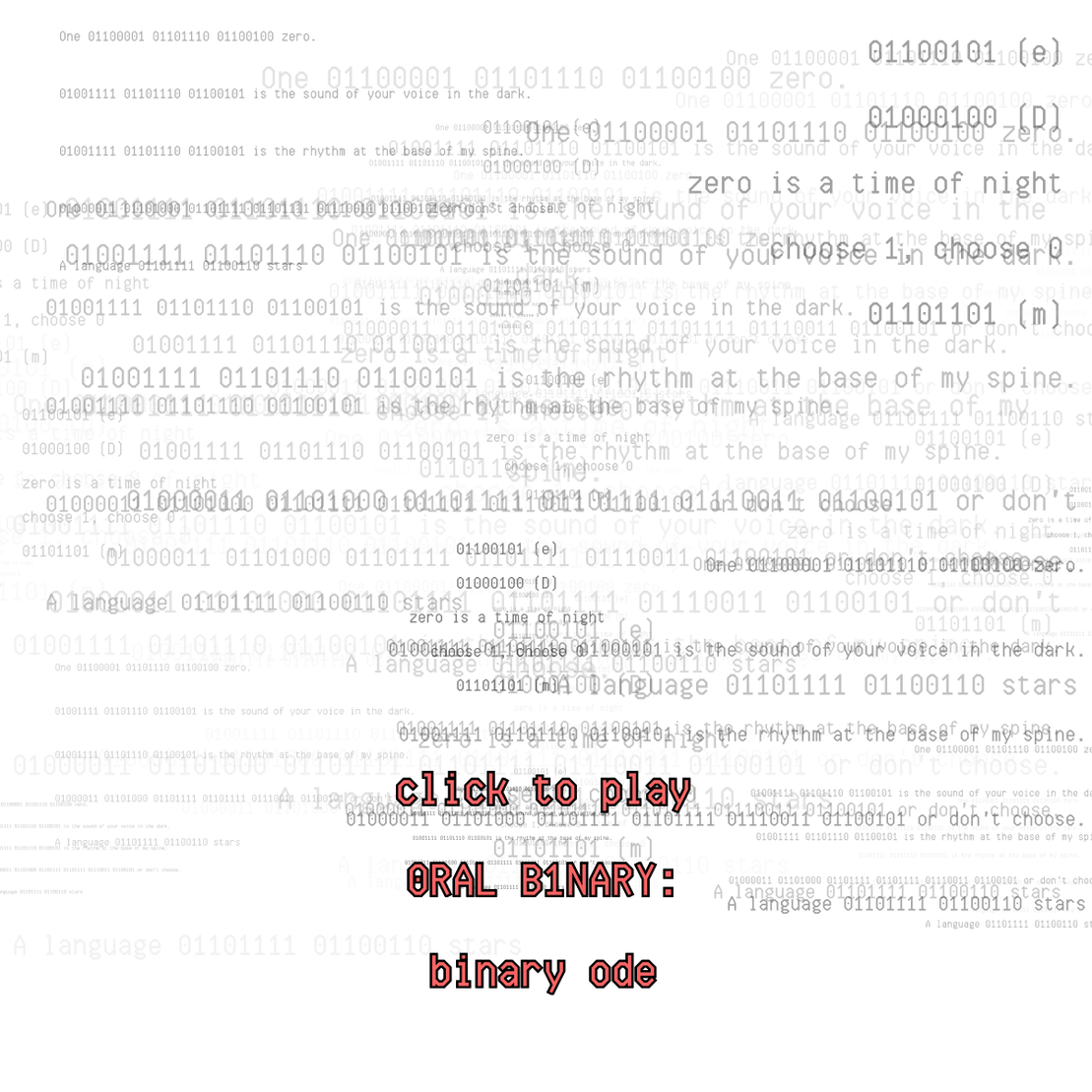 0RAL B1NARY: “BINARY ODE” #42